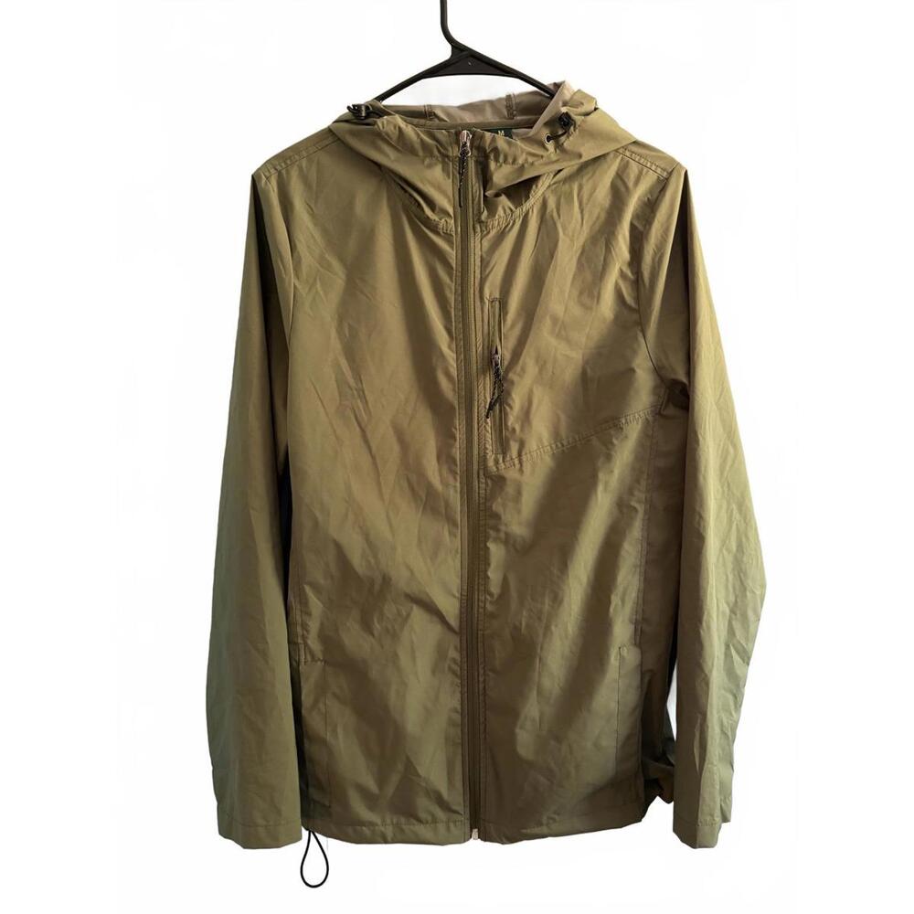 Women's Lightweight Olive Green Windbreaker Jacket with Hood - medium